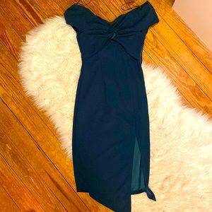 LIKE NEW jade emerald green off the shoulder dress